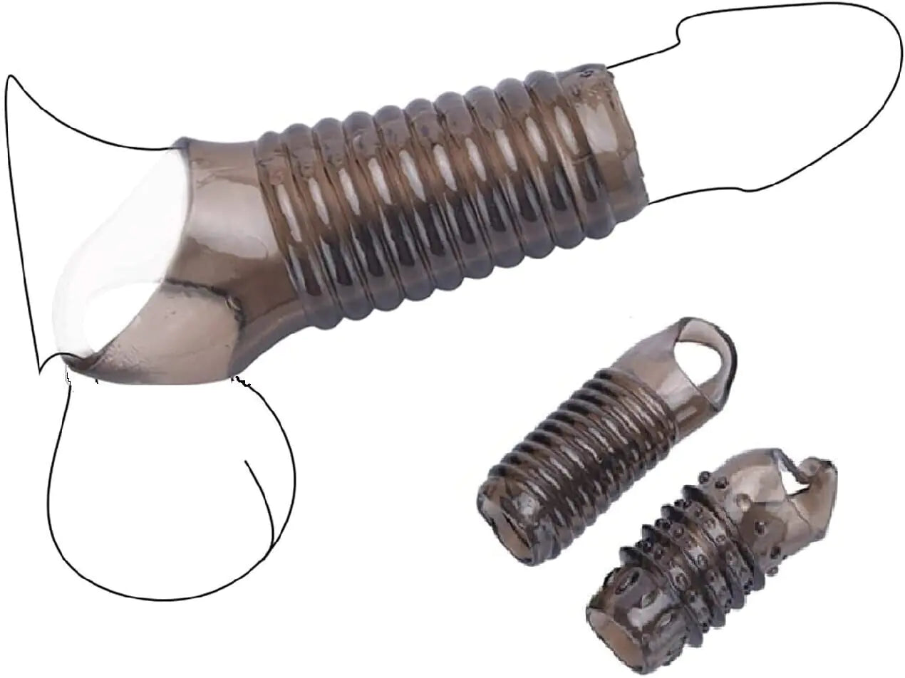 2PCS Wiederverwendbarer Penisring Glan Penisvergrößerer Verzögerung der Ejakulation Sleeve Extender